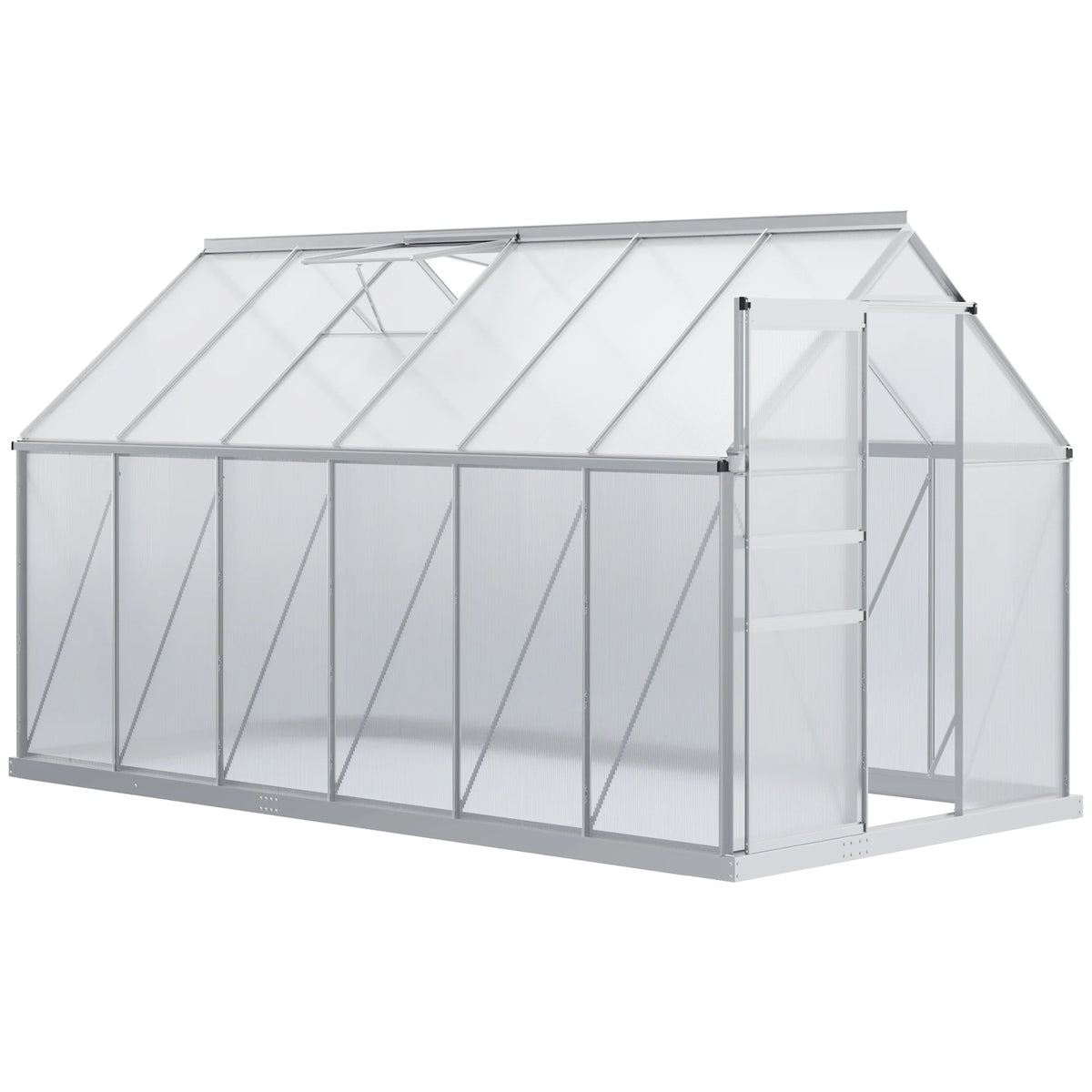 Serre de jardin polycarbonate 7,1 m² avec fondation, structure aluminium