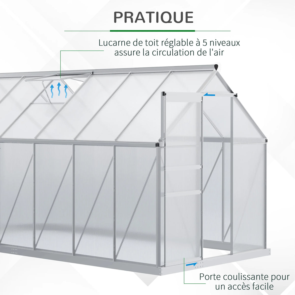 Lucarne réglable et porte coulissante