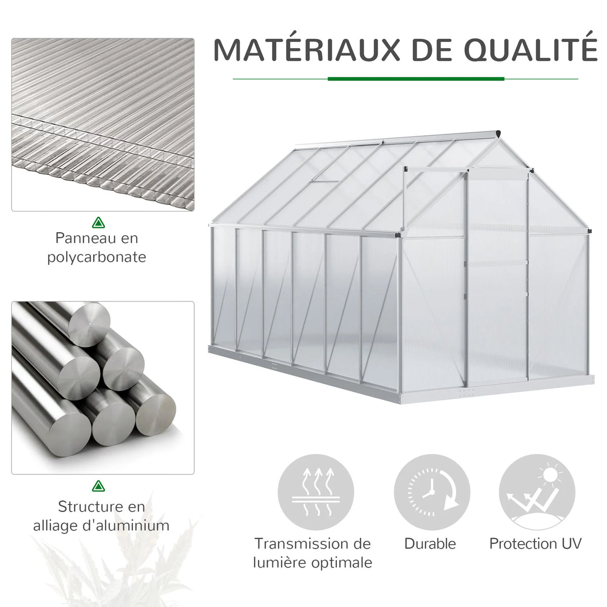 Matériaux : polycarbonate alvéolaire et aluminium