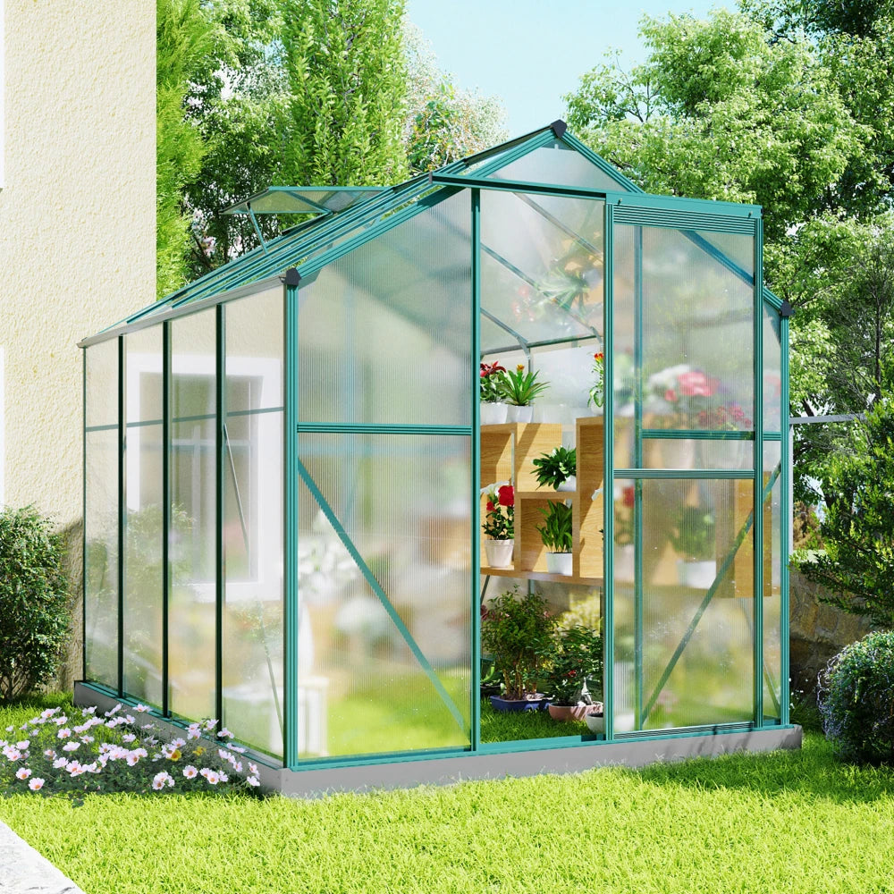 Serre polycarbonate 4,75 m² avec porte coulissante