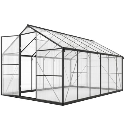 Serre polycarbonate 9 m² aluminium noir 363 x 247 x 205 cm